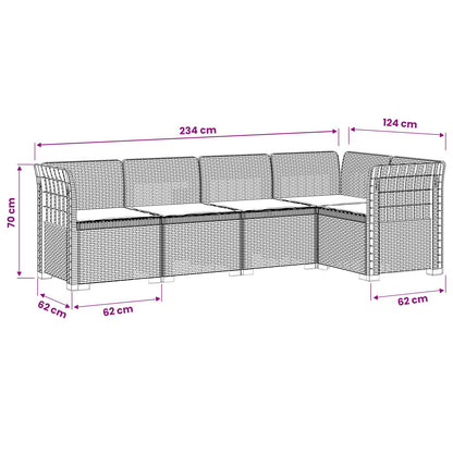 5-Seater Garden Sofa with Cushions Rattan Look PP Anthracite