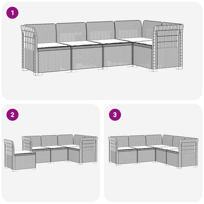 5-Seater Garden Sofa with Cushions Rattan Look PP Anthracite