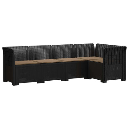 5-Seater Garden Sofa with Cushions Rattan Look PP Anthracite