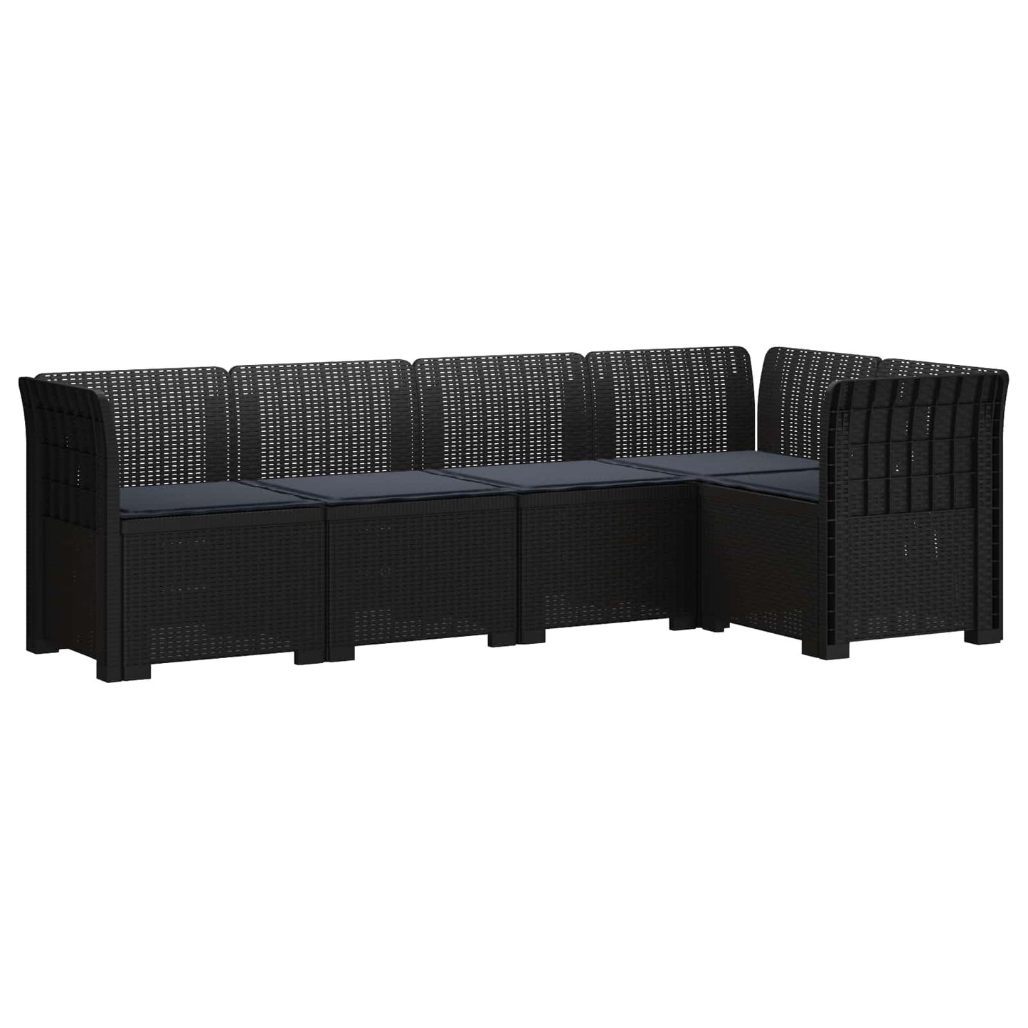 5-Seater Garden Sofa with Cushions Rattan Look PP Anthracite