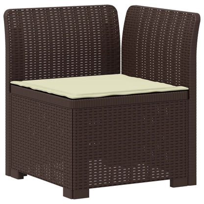 5-Seater Garden Sofa with Cushions Rattan Look PP Brown