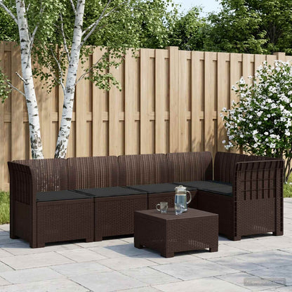 5-Seater Garden Sofa with Cushions Rattan Look PP Brown