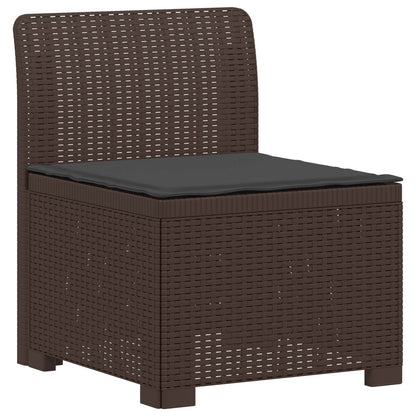 5-Seater Garden Sofa with Cushions Rattan Look PP Brown