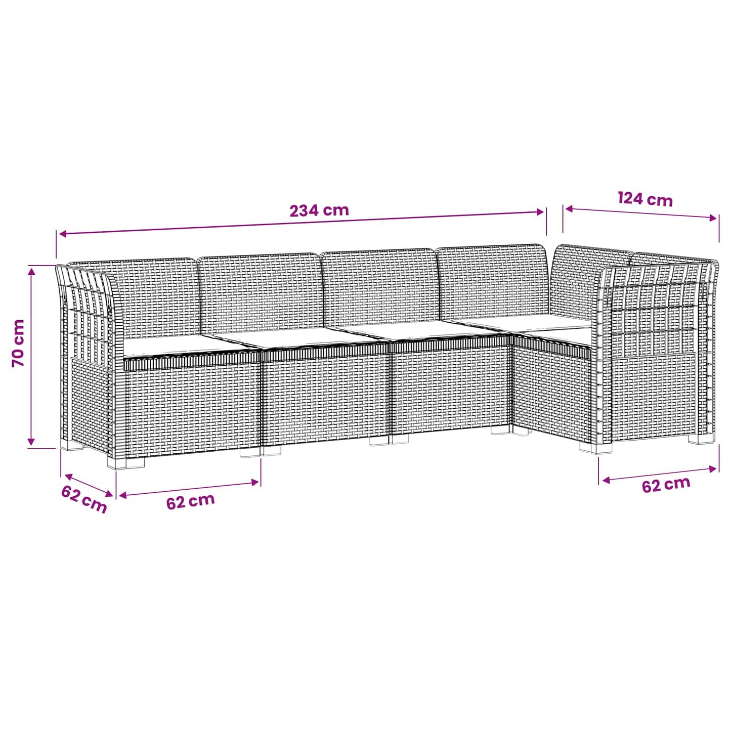5-Seater Garden Sofa with Cushions Rattan Look PP Brown