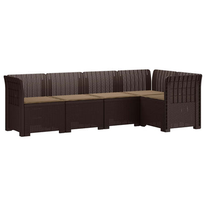 5-Seater Garden Sofa with Cushions Rattan Look PP Brown
