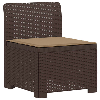 5-Seater Garden Sofa with Cushions Rattan Look PP Brown