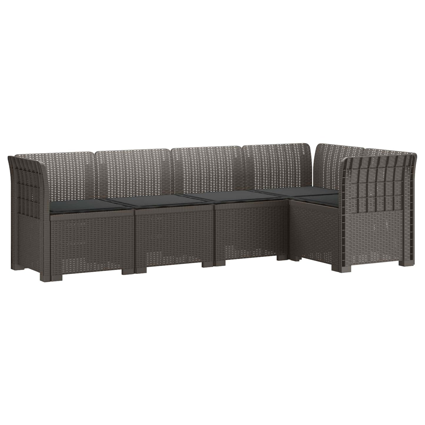 5-Seater Garden Sofa with Cushions Rattan Look PP Light Grey