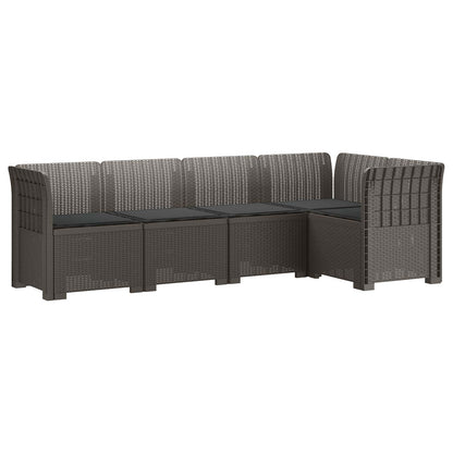 5-Seater Garden Sofa with Cushions Rattan Look PP Light Grey