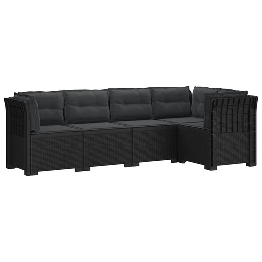 5-Seater Garden Sofa with Cushions Rattan Look PP Anthracite