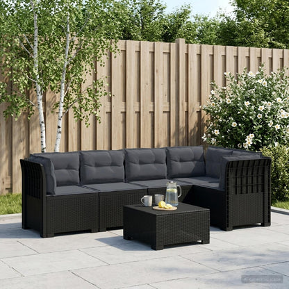 5-Seater Garden Sofa with Cushions Rattan Look PP Anthracite