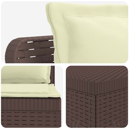 5-Seater Garden Sofa with Cushions Rattan Look PP Brown