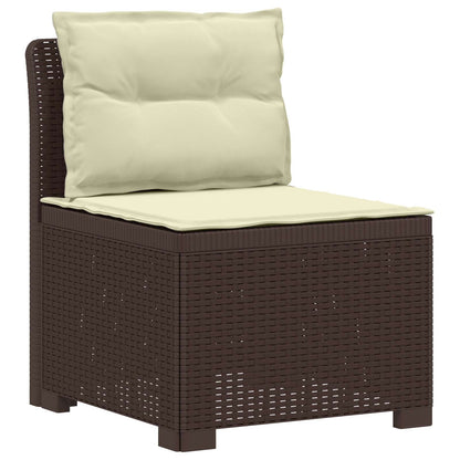 5-Seater Garden Sofa with Cushions Rattan Look PP Brown