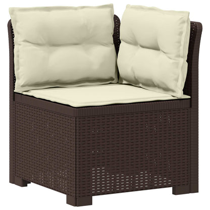 5-Seater Garden Sofa with Cushions Rattan Look PP Brown