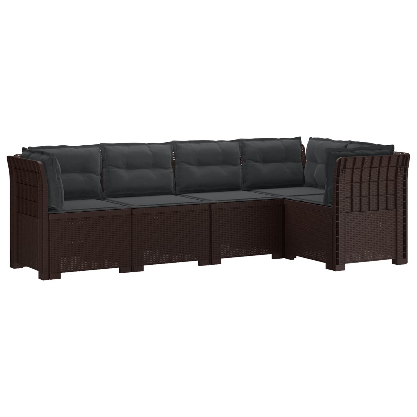 5-Seater Garden Sofa with Cushions Rattan Look PP Brown