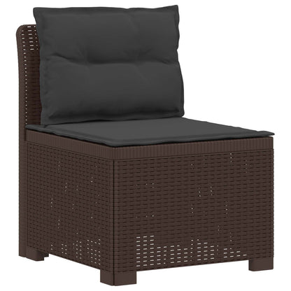 5-Seater Garden Sofa with Cushions Rattan Look PP Brown