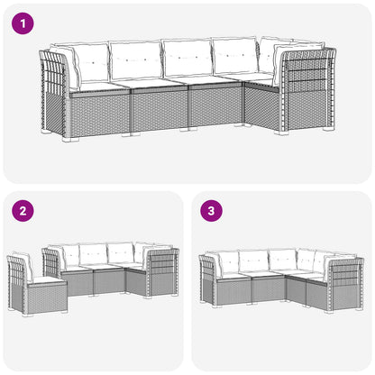 5-Seater Garden Sofa with Cushions Rattan Look PP Brown