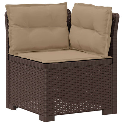 5-Seater Garden Sofa with Cushions Rattan Look PP Brown