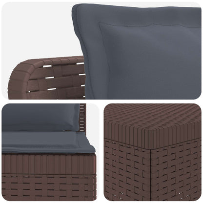 5-Seater Garden Sofa with Cushions Rattan Look PP Brown