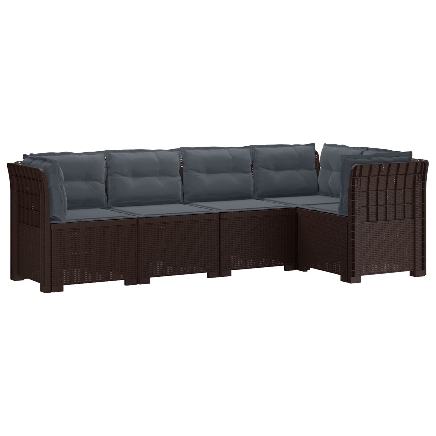 5-Seater Garden Sofa with Cushions Rattan Look PP Brown