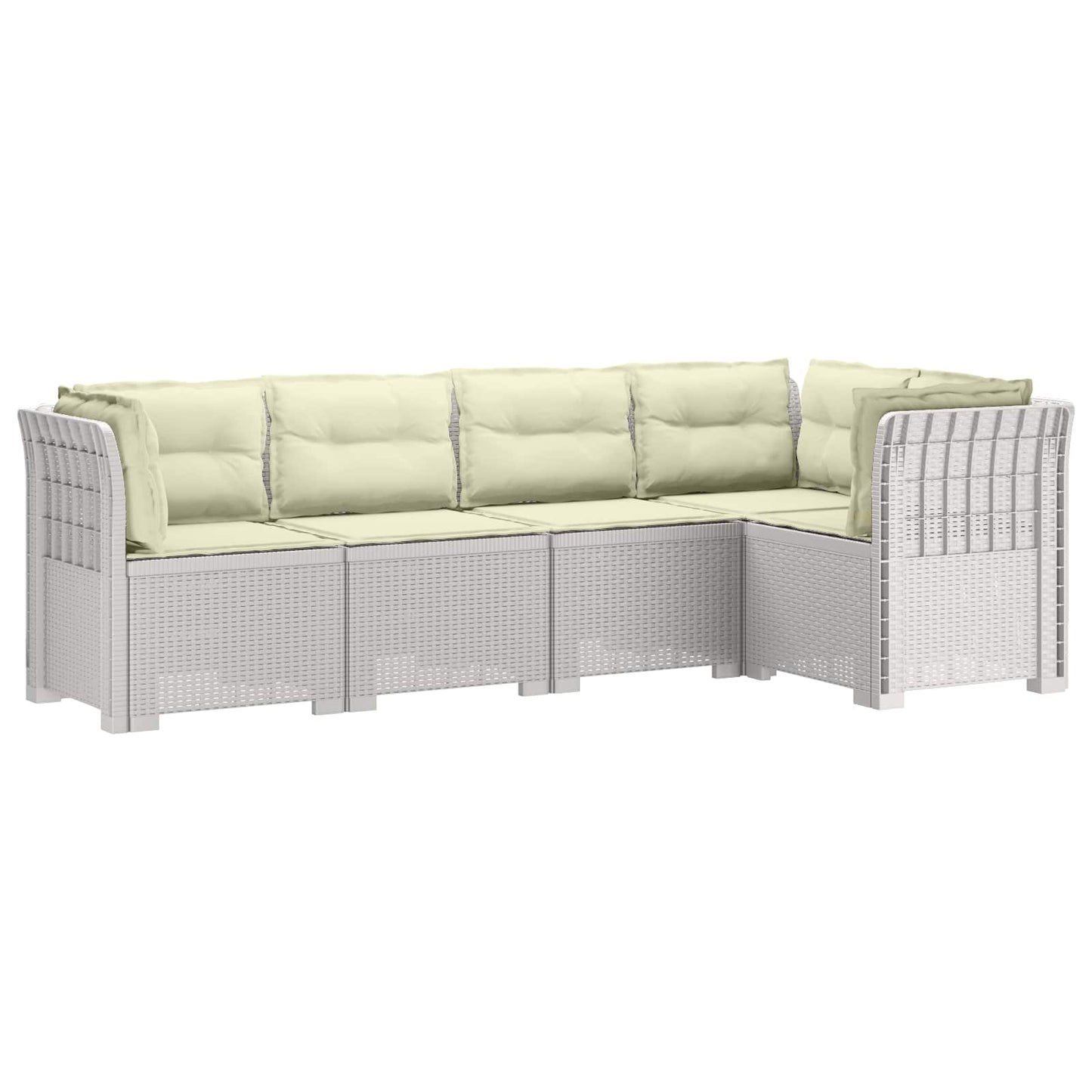 5-Seater Garden Sofa with Cushions Rattan Look PP White