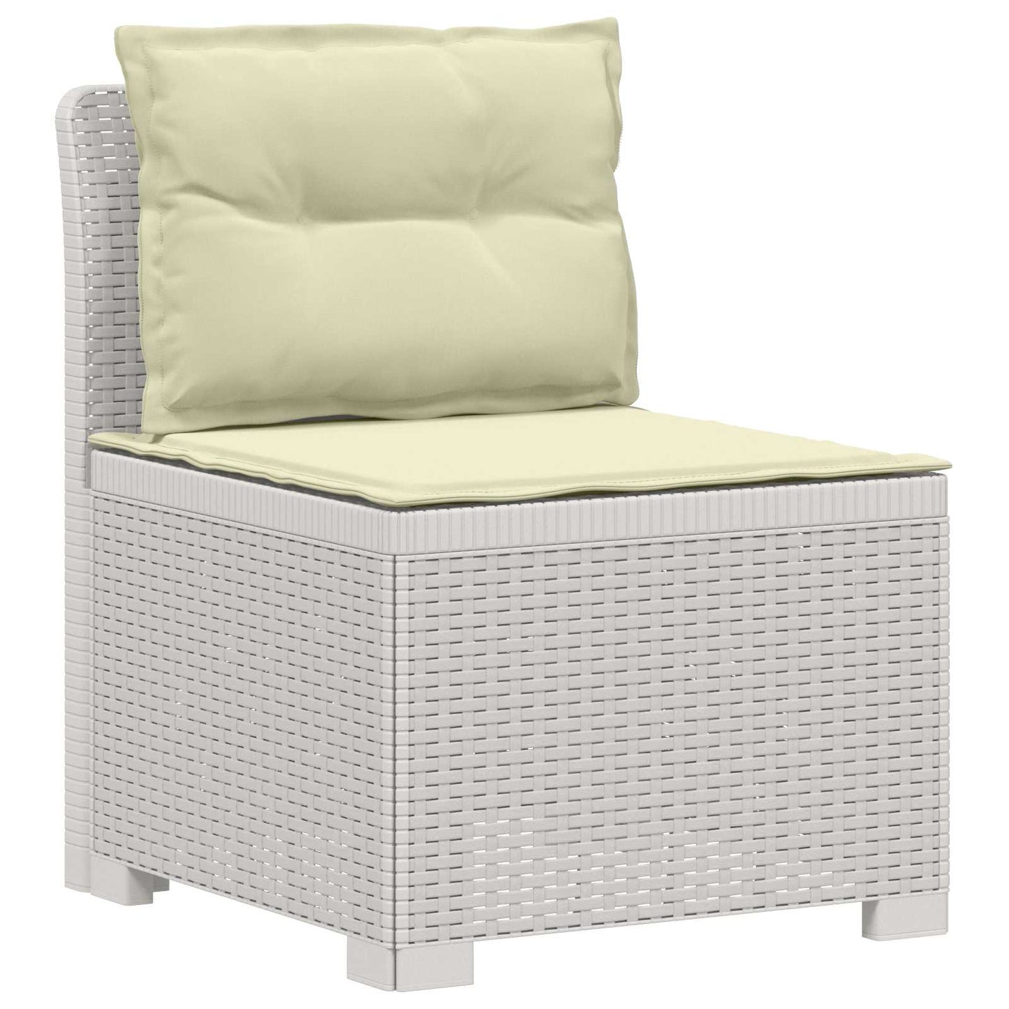 5-Seater Garden Sofa with Cushions Rattan Look PP White