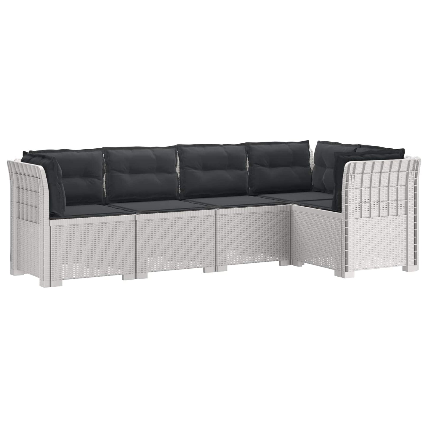 5-Seater Garden Sofa with Cushions Rattan Look PP White
