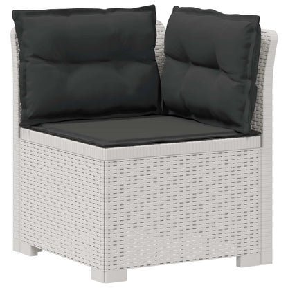 5-Seater Garden Sofa with Cushions Rattan Look PP White