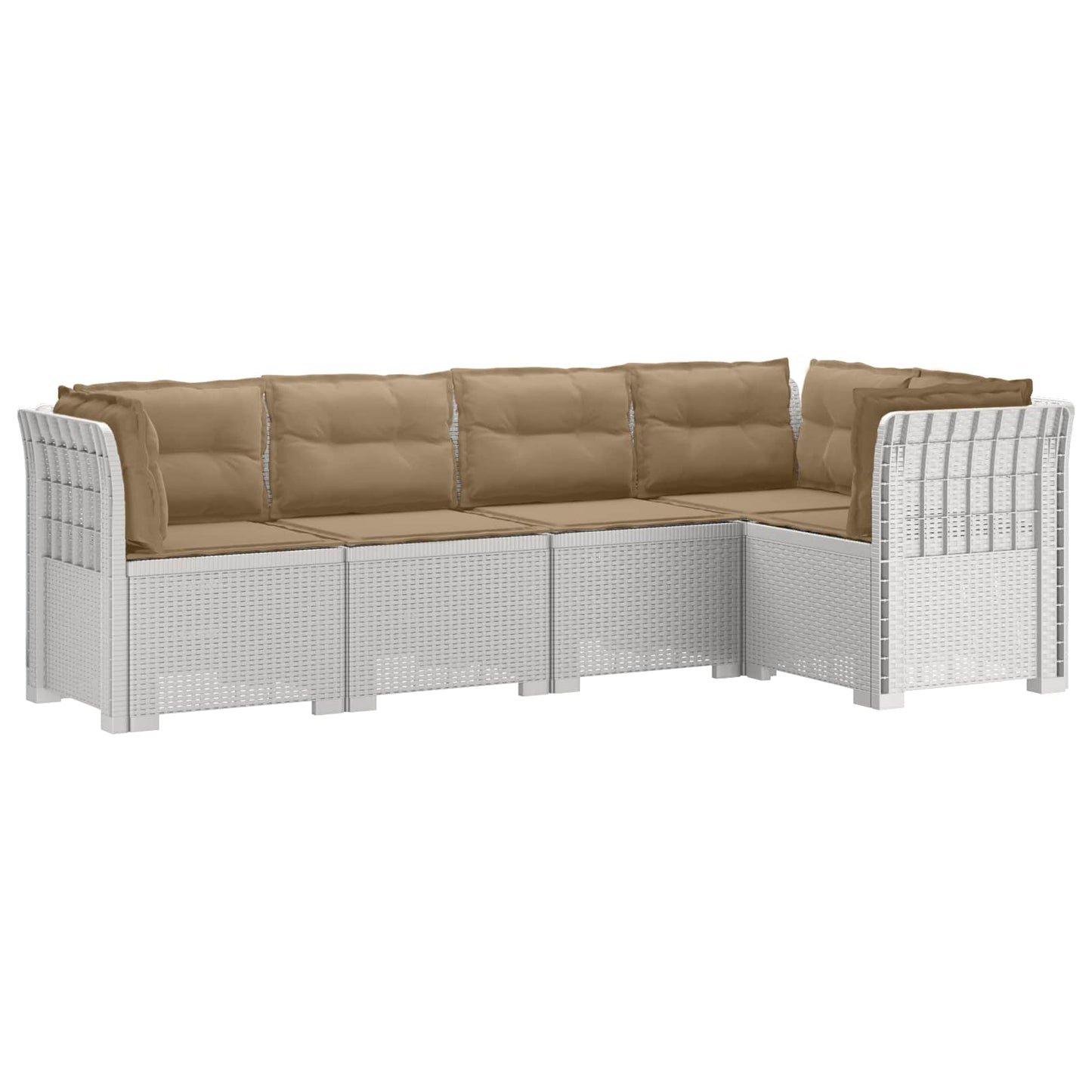 5-Seater Garden Sofa with Cushions Rattan Look PP White
