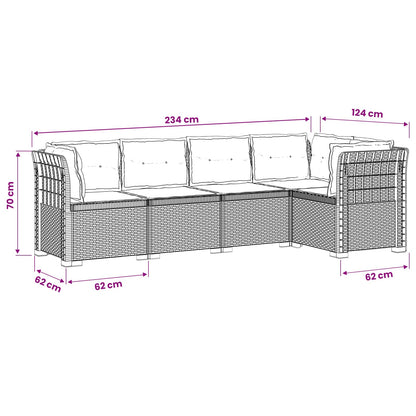 5-Seater Garden Sofa with Cushions Rattan Look PP White