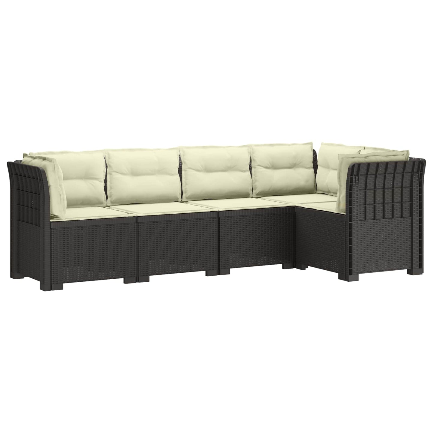 5-Seater Garden Sofa with Cushions Rattan Look PP Light Grey