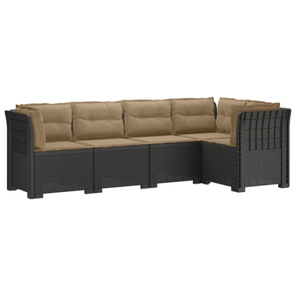5-Seater Garden Sofa with Cushions Rattan Look PP Light Grey