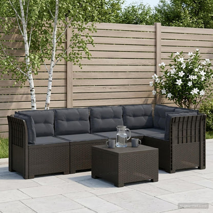 5-Seater Garden Sofa with Cushions Rattan Look PP Light Grey