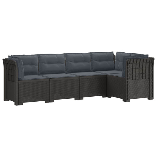5-Seater Garden Sofa with Cushions Rattan Look PP Light Grey