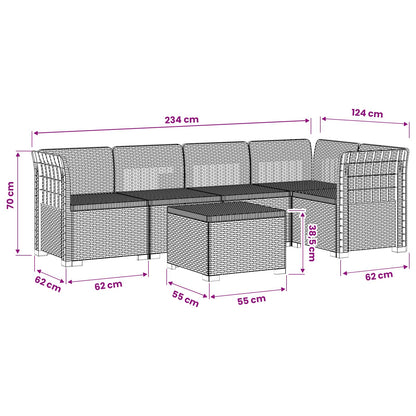 5-Seater Garden Sofa Rattan Look PP Anthracite