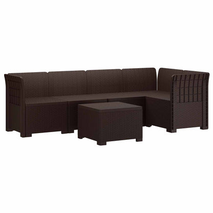 5-Seater Garden Sofa Rattan Look PP Brown