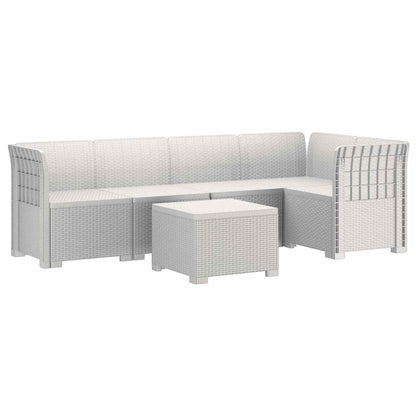 5-Seater Garden Sofa Rattan Look PP White