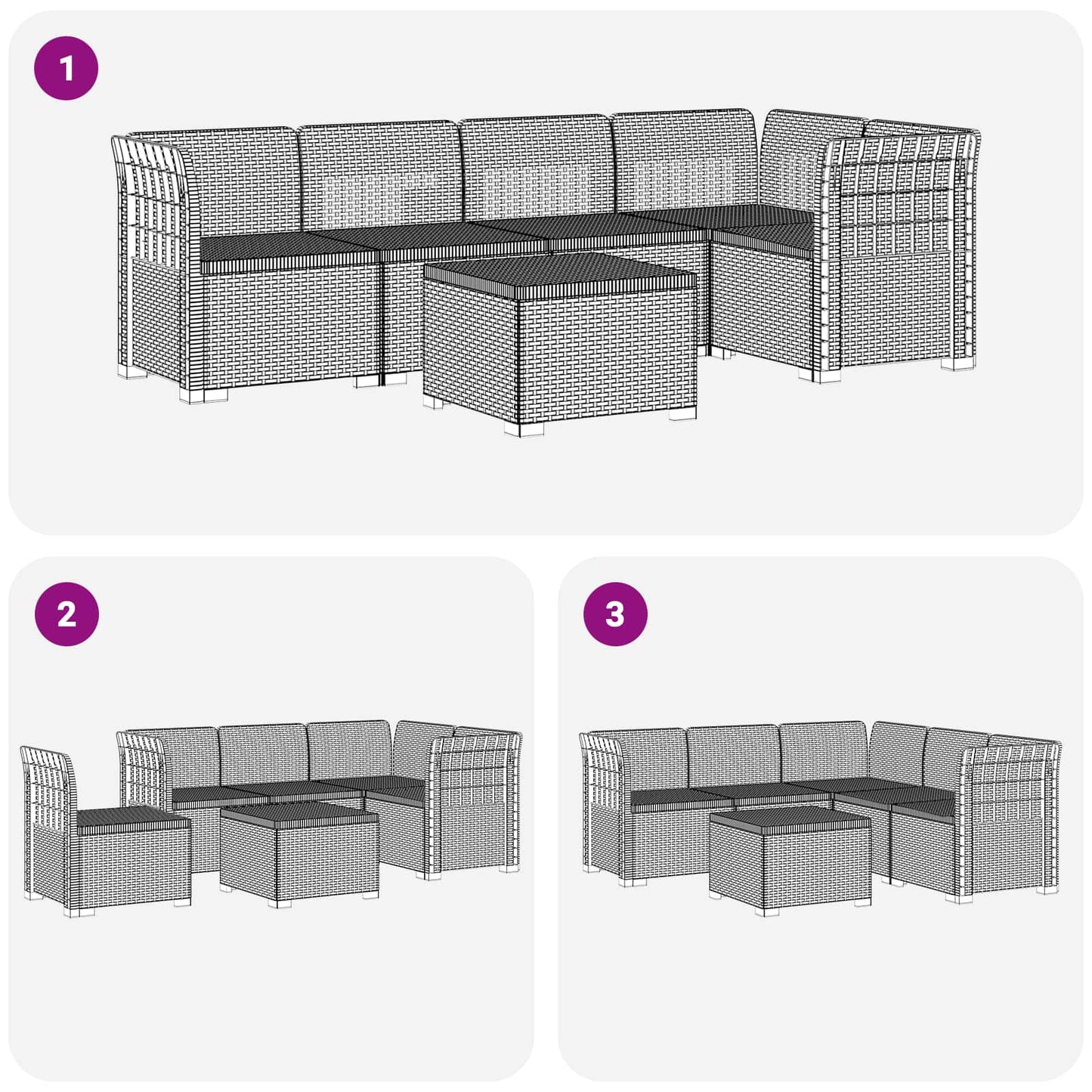 5-Seater Garden Sofa Rattan Look PP White