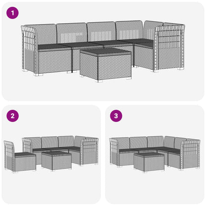 5-Seater Garden Sofa Rattan Look PP Light Grey