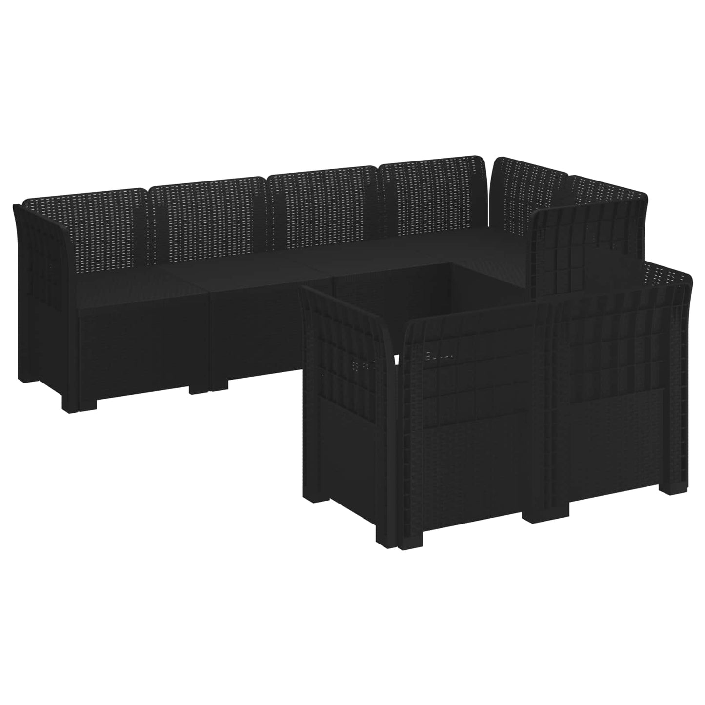 7-Seater Garden Sofa Rattan Look PP Anthracite