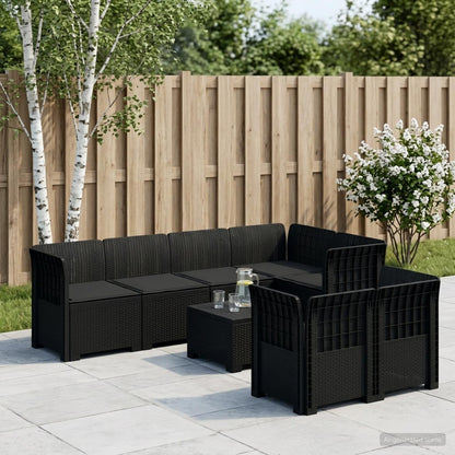 7-Seater Garden Sofa with Cushions Rattan Look PP Anthracite