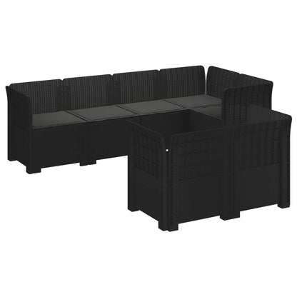 7-Seater Garden Sofa with Cushions Rattan Look PP Anthracite