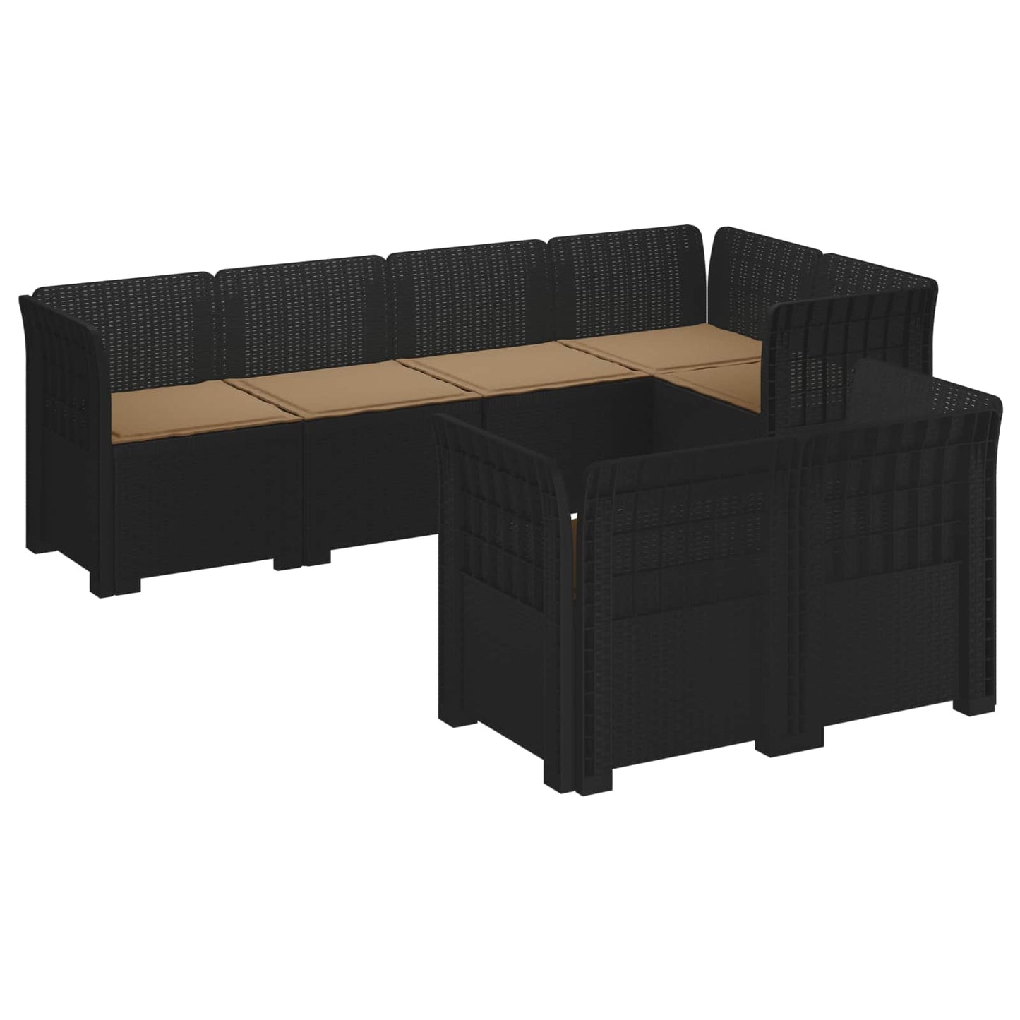 7-Seater Garden Sofa with Cushions Rattan Look PP Anthracite
