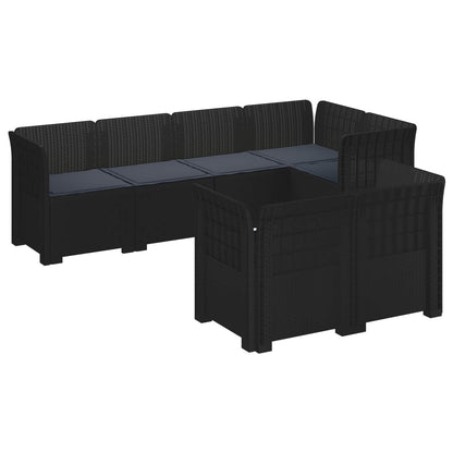 7-Seater Garden Sofa with Cushions Rattan Look PP Anthracite