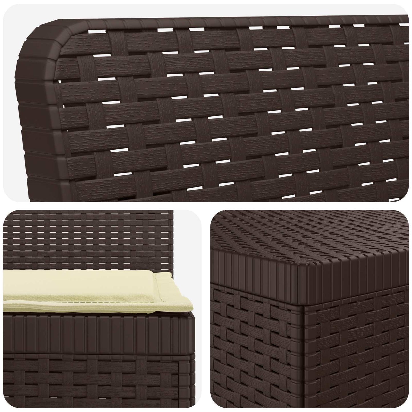 7-Seater Garden Sofa with Cushions Rattan Look PP Brown