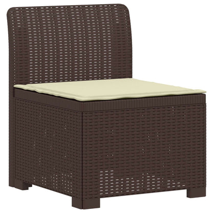 7-Seater Garden Sofa with Cushions Rattan Look PP Brown