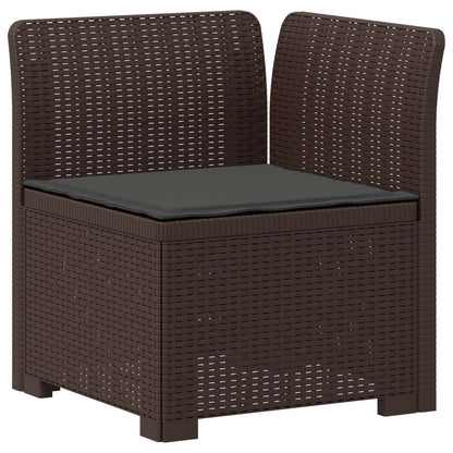 7-Seater Garden Sofa with Cushions Rattan Look PP Brown