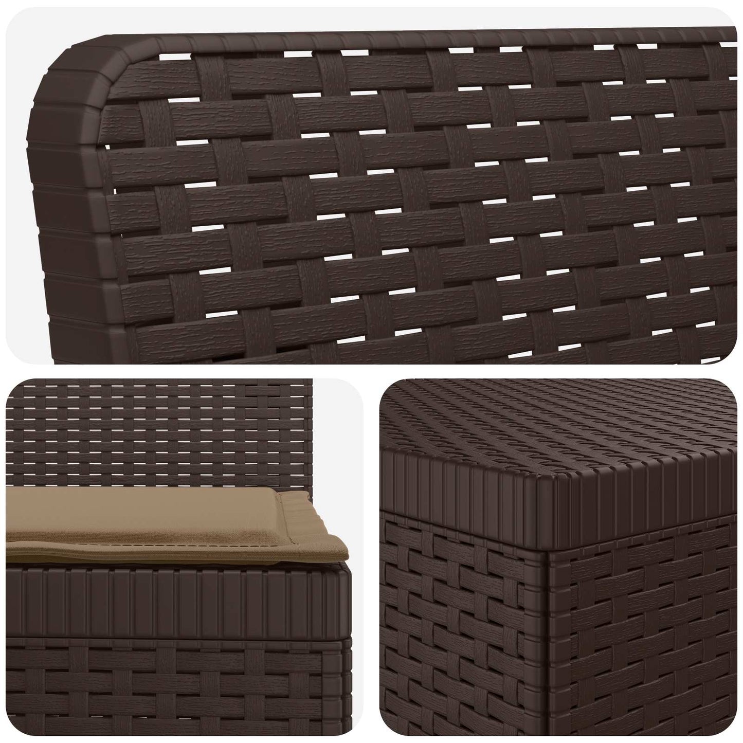 7-Seater Garden Sofa with Cushions Rattan Look PP Brown