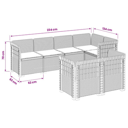7-Seater Garden Sofa with Cushions Rattan Look PP Brown