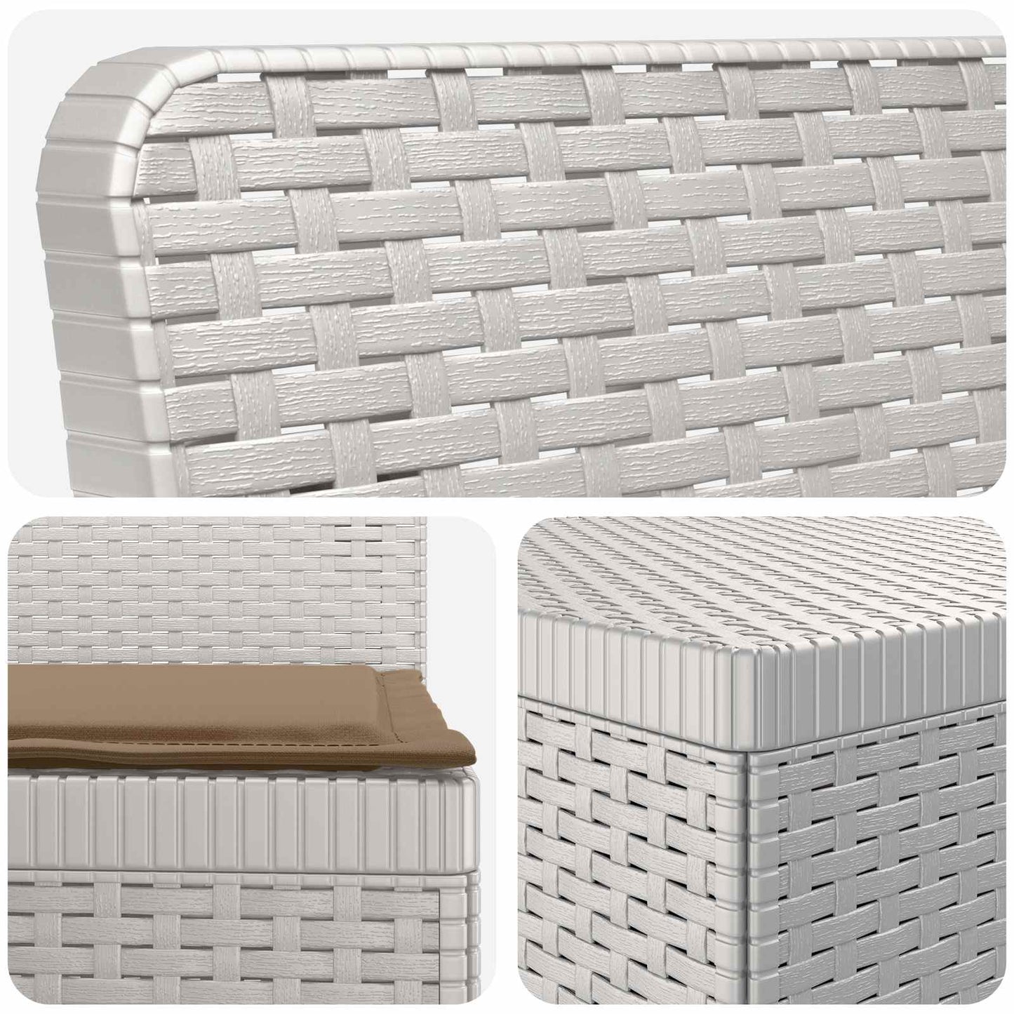 7-Seater Garden Sofa with Cushions Rattan Look PP White
