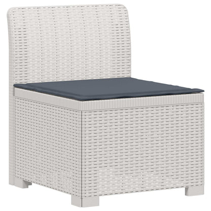 7-Seater Garden Sofa with Cushions Rattan Look PP White